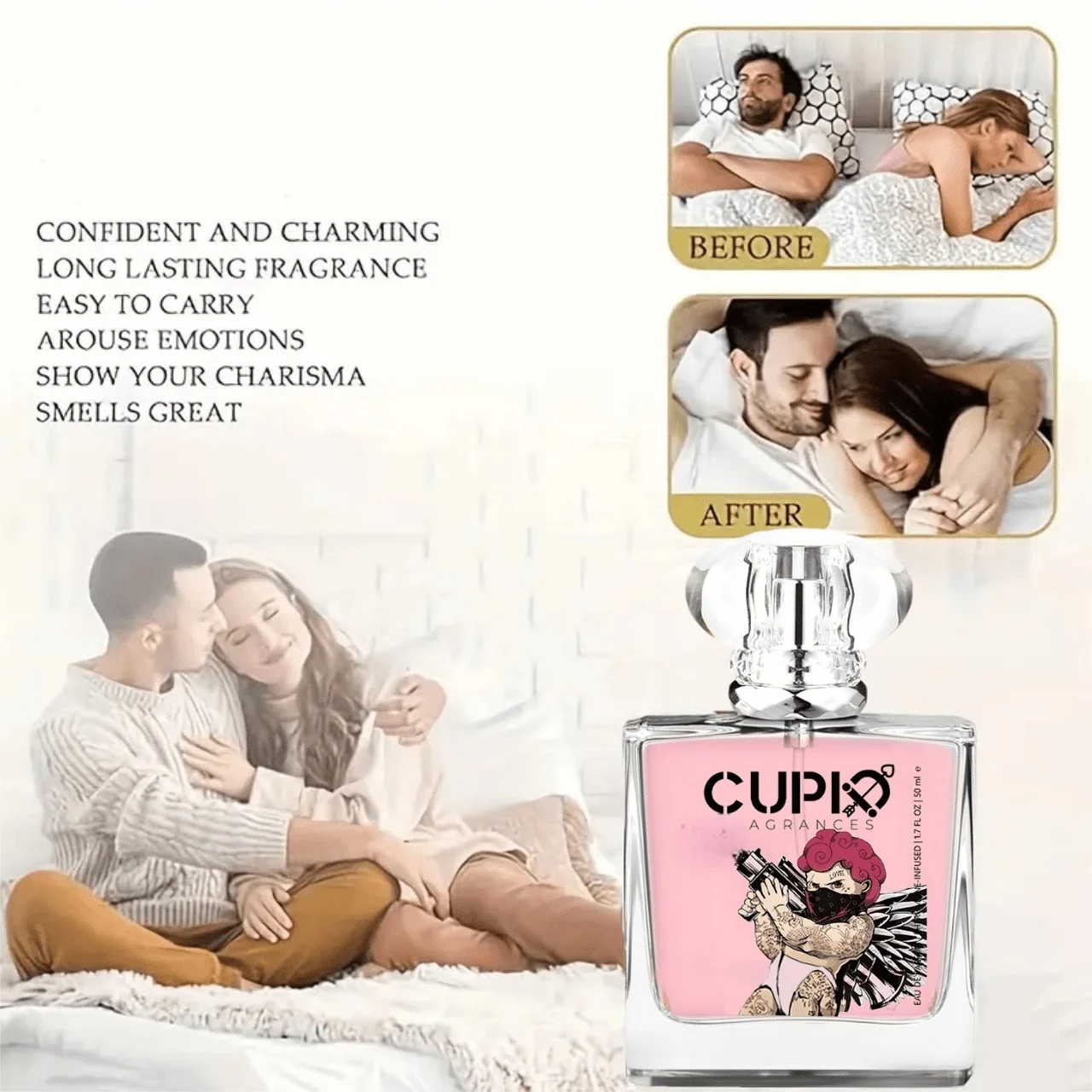 كيوبيد أو دو تواليت، مجموعة مكونة من 3 قطع، مجموعة كولونيا، عطر كيوبيد فريش الرومانسي، عطر رومانسي يدوم طويلاً، تواليت أو دو #5