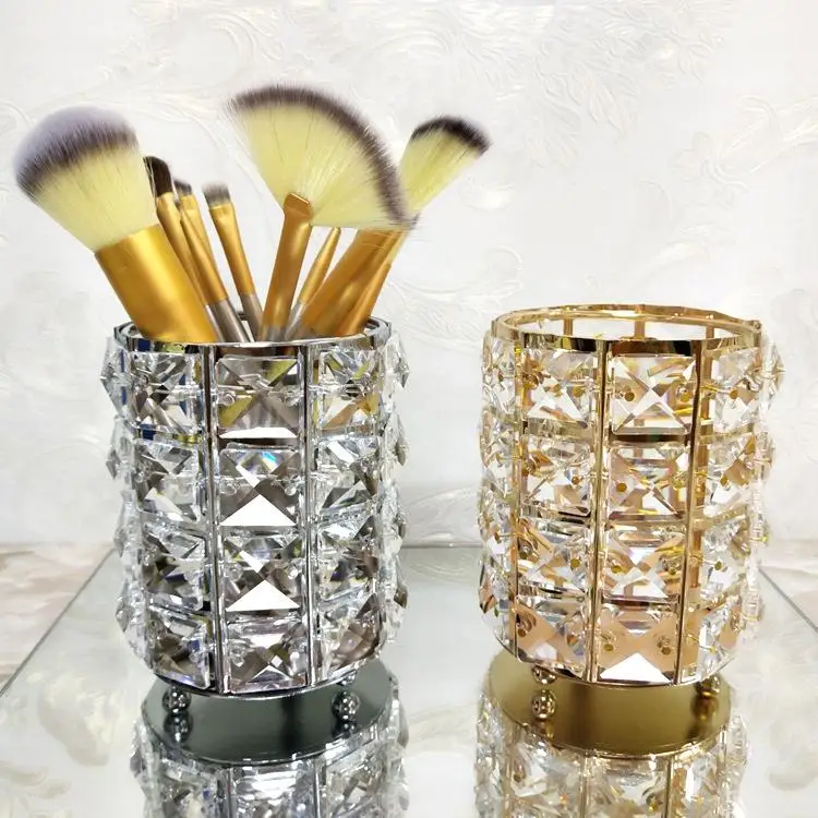 

Crystal European Style Organizer Brush Tube Cosmetic Brush Storage Bucket Comb Eyebrow Pencil Holder Nordic Style Box