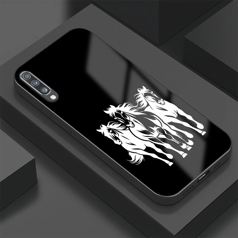 Horse Pattern Phone Case For Samsung Galaxy A70 A80 A90 A60 A50 A50S A30 A20S A10 Tempered Glass Shockproof Anti Drop Bumper