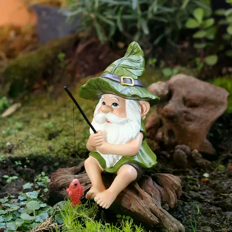 Garden Gnome Outdoor Statue, Gnome Decoration For Yard Fishing Gnome Statue Outdoor Garden Decor, Fishing Guy For Waterfalls