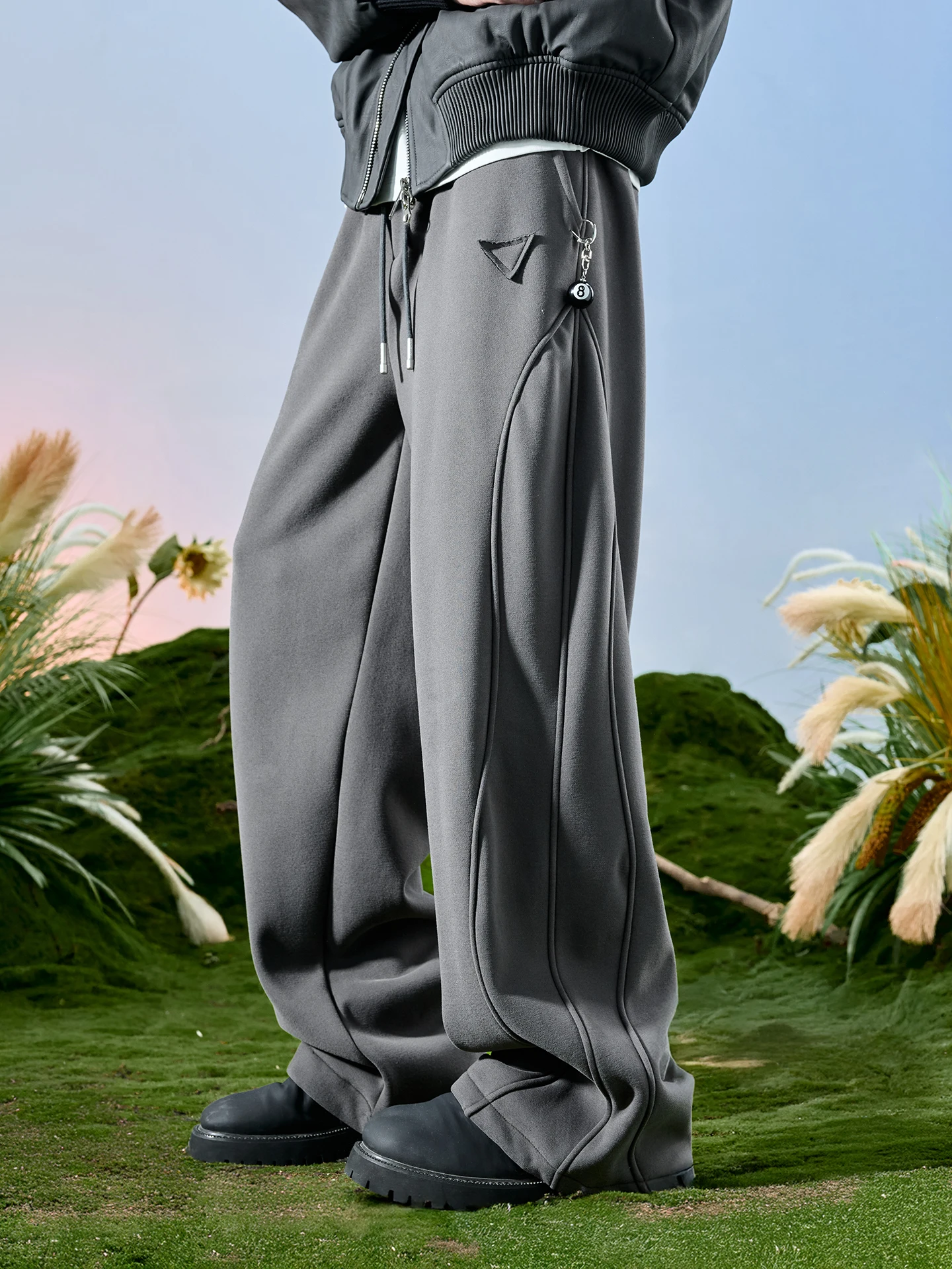 

Мужские брюки Nuthink American Style с широкими штанинами, на флисовой подкладке, весна 2026, повседневные, из смесового хлопка, с эластичным поясом, прямого кроя