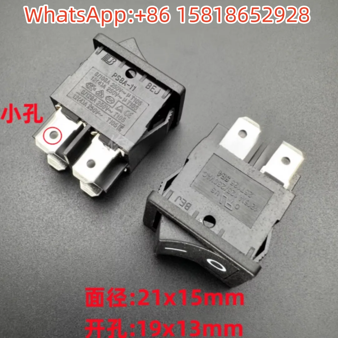 5 Buah BEJ PS8A-11 Tombol Sakelar Daya Tipe Perahu Rocker 4 Pin 2 Gigi Arus Tinggi 12A250V