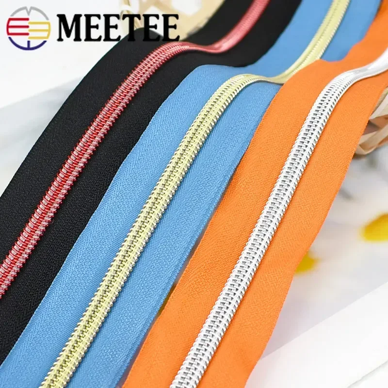 2Meters 5# Sewing Zippers By The Meter+2Pcs Zipper Slider Head Bag Purse Coil Zips Decor Pulls Repair Kit DIY Accessories