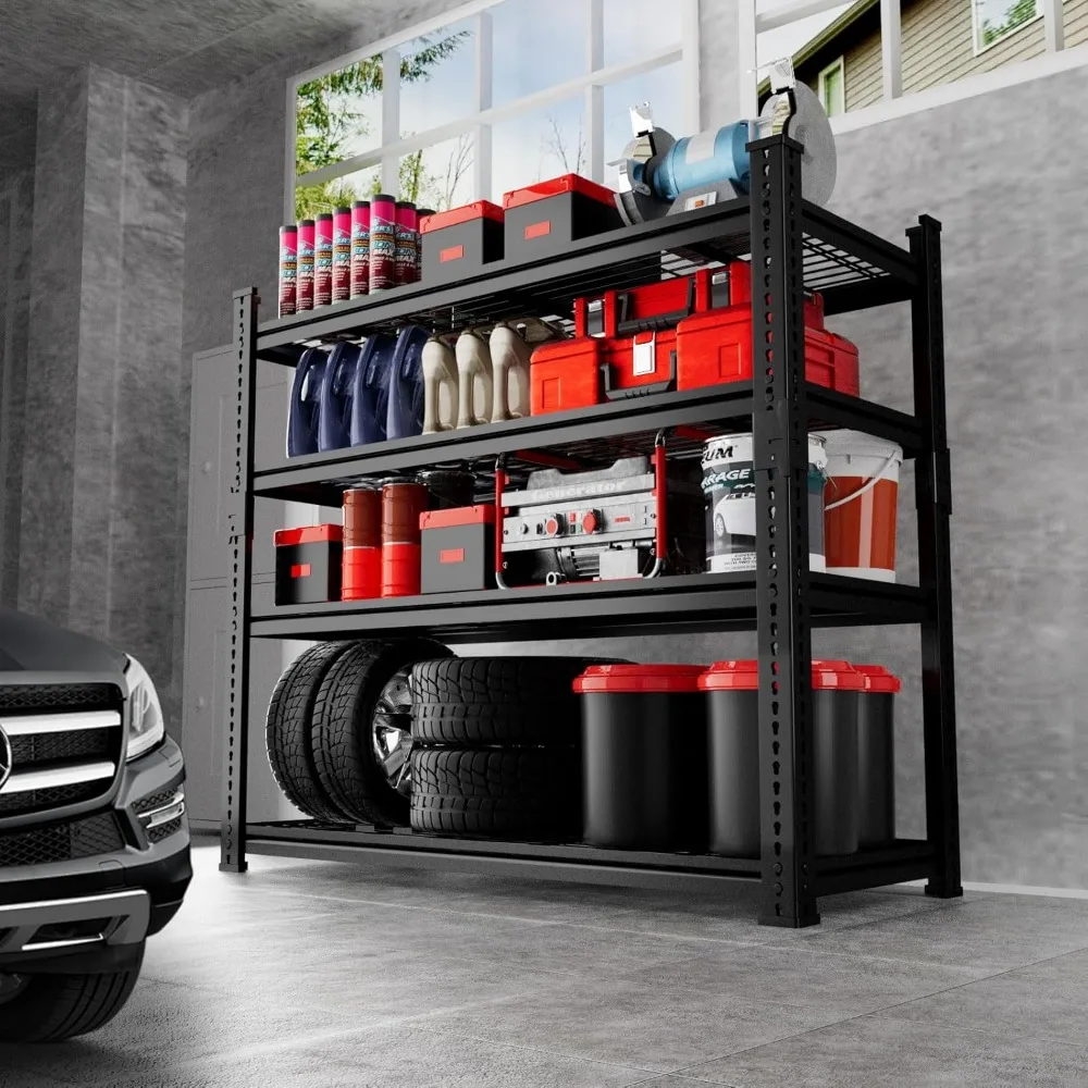 Prateleiras de garagem de metal ajustáveis para serviço pesado, capacidade de 1920 libras, 36 x 16 x 60, organizador de armazenamento de rack de arame