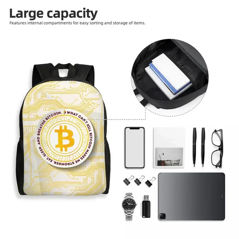 Sac à dos Eat Sleep Bitcoin, cartable pour étudiants, convient pour ordinateur portable 15 ", cryptomonnaie, cigarette, BTC, amoureux