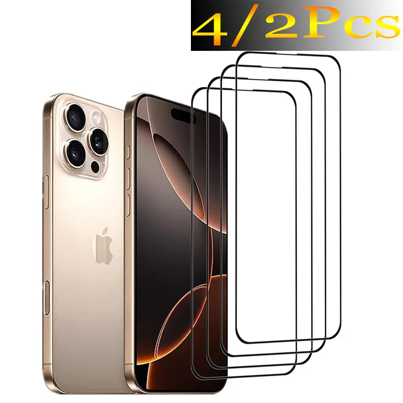 

Upgrade Full Cover Glass For Apple iphong 15Pro 15Pro Max Tempered glass 15 Screen protector Shockproof 9H Front film 4/2Pcs