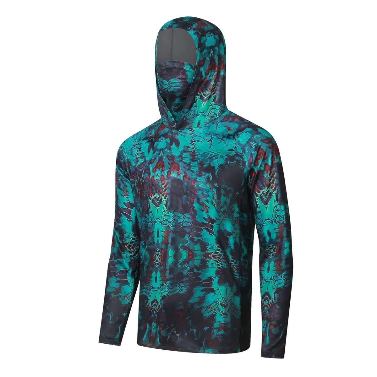 Camisa de pesca respirável seca rápida, Roupas de proteção solar, Hoodie profissional com máscara, Camisa Anti-UV Protetor Solar