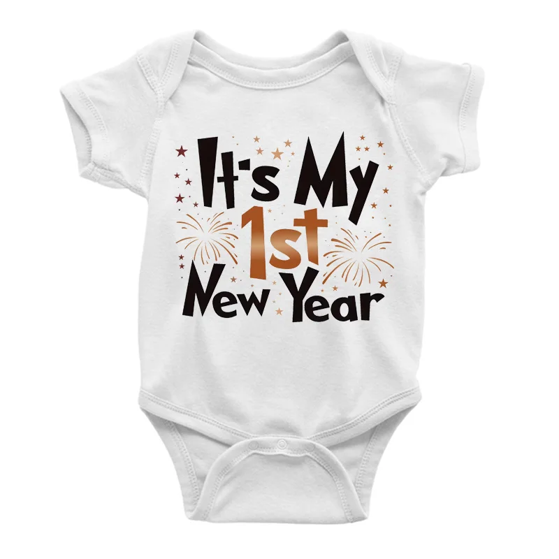 It's My 1st New Year Newborn Baby Girls Boys Clothes Happy New Year Letter Printed Infant Baby Onesies Casual Toddler Jumpsuit