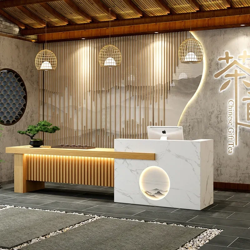 Forge Bar Checkout Page Company Front Desk Reception Desk Simple Modern Beauty Salon New Chinese Multi-functional Tea Table