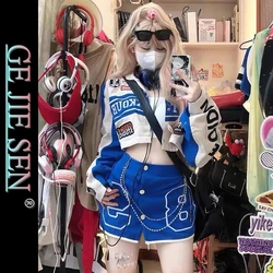 korean fashion Clothing female tops Cardigan haikyuu golf Girls Jacket easy vintage Motorcycle removable two piece Racing Suit
