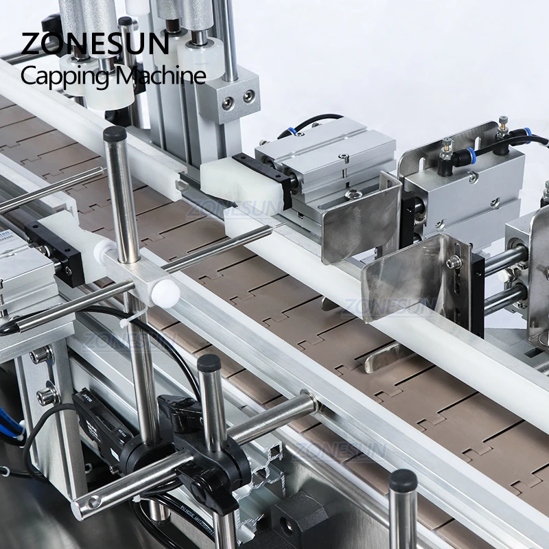 ZONESUN-سطح المكتب المسمار التلقائي آلة السد ، مضخة Ropp ، قارورة تعمل بالهواء المضغوط ، البلاستيك غطاء زجاجة رذاذ الزجاج الشد ، ZS-XG1871