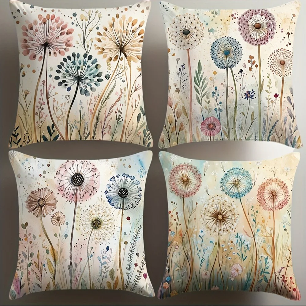 Pillow cover 50x50 Pillow case 45cmx45 cm Floral Dandelion Print Home Decor Cushion Cover Sofa Room Decoration