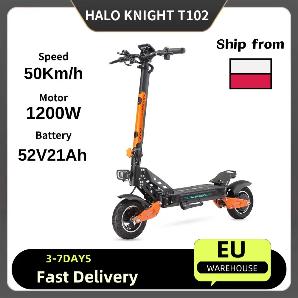 Erwachsenen-Elektroroller HALO KNIGHT T102 10-Zoll-Straßenreifen Doppelfederung IP54-zertifiziert 5-7h Ladezeit Einfache Aufbewahrung Tägliches Pendeln