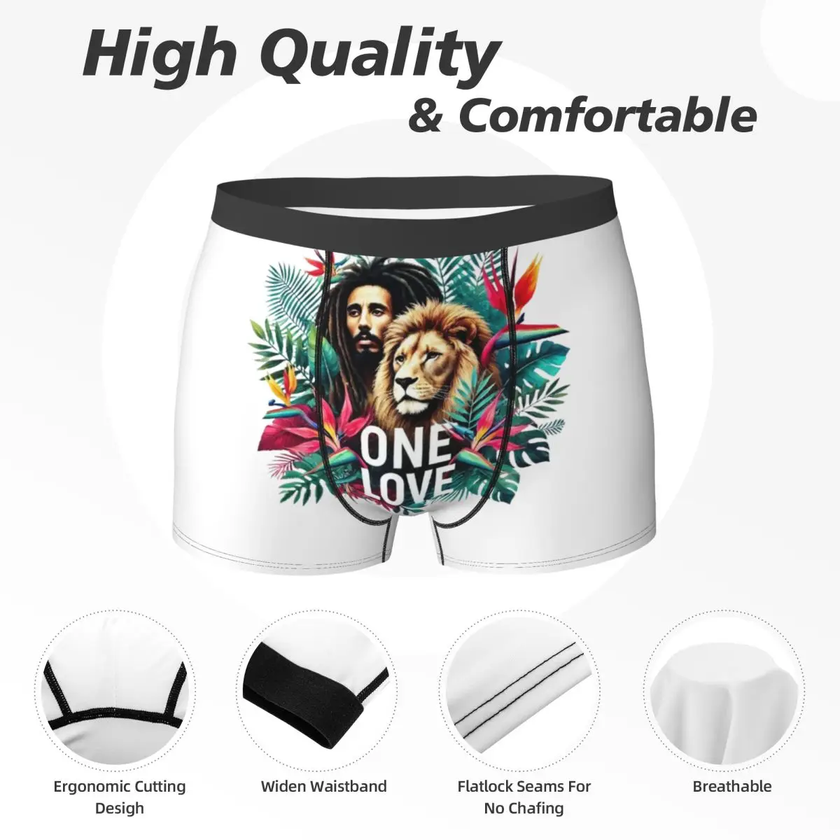 الملاكم السروال السراويل بوب مارلي واحد الحب سراويل الرجال ملابس داخلية جيدة التهوية ل أوم رجل صديقها هدية