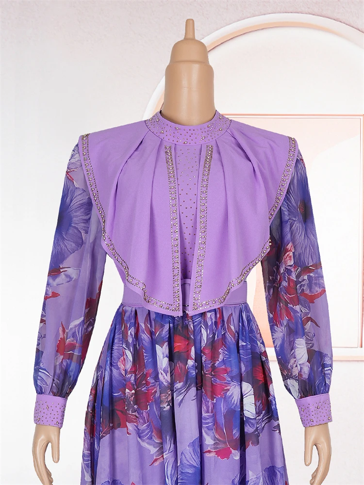 Luxe chiffon damesjurken elegante vrouwen bruiloft prom avondjurk Afrikaanse dashiki outfits 2025, lange mouw jurk gewaden