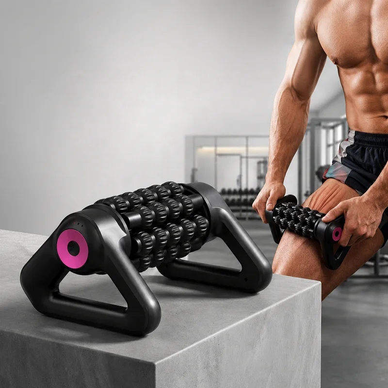 Automatic Percussive Massage Roller  Full Body Rolling Massager with Tripod Stand for Muscle Relaxation & Post-Workout Recovery