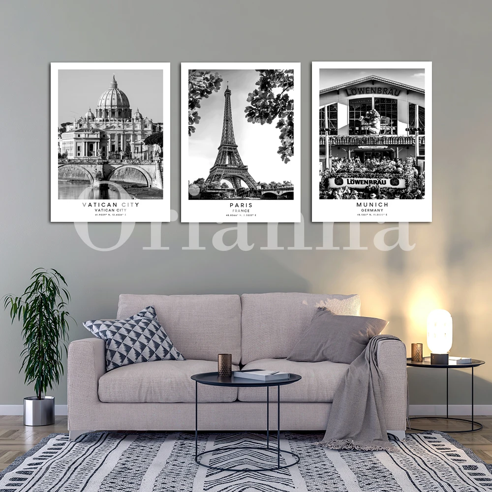 Vatican Naxos Tenerife Munich Perth Australia Ben Nevis Paris Istanbul Sydney Travel Print Black And White City Art Poster Gift