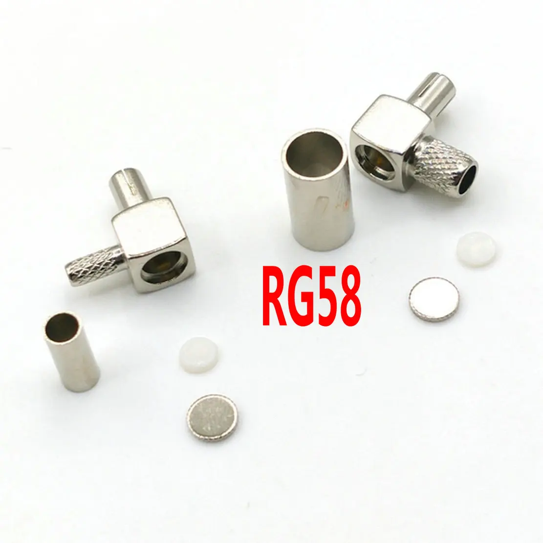 Imagem -02 - Cobre Ts9 Macho Plug Ângulo Direito Friso Rg58 Conectores rf 100 Peças