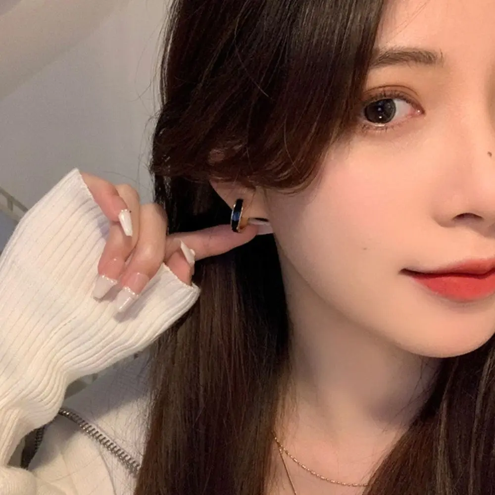 Fashion Jewelry Alloy Trendy Niche Design Women Hoop Earrings Dripping Oil Ear Buckles Drop Glaze Korean Style Earrings