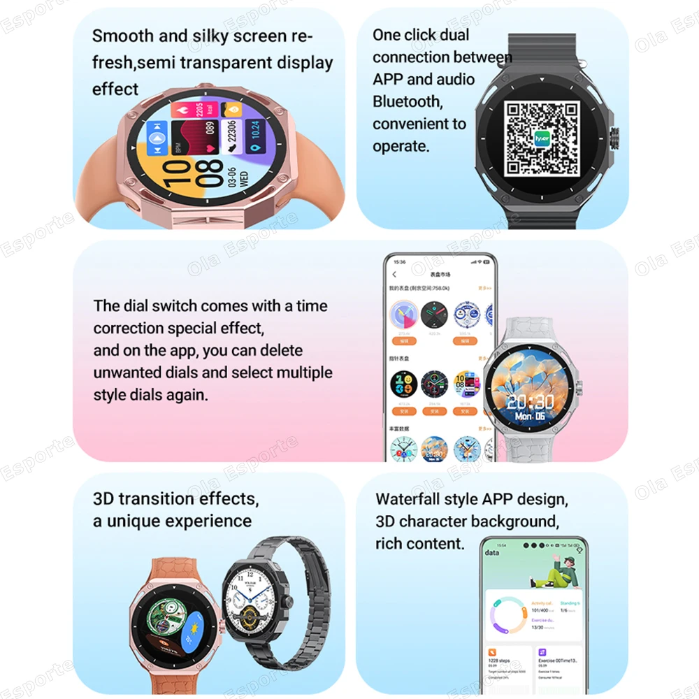 الرجال النساء NFC ساعة ذكية بلوتوث دعوة صوت مساعد معدل ضربات القلب مراقبة النوم Smartwatch 100 + وسائط رياضية عداد الخطى على مدار الساعة