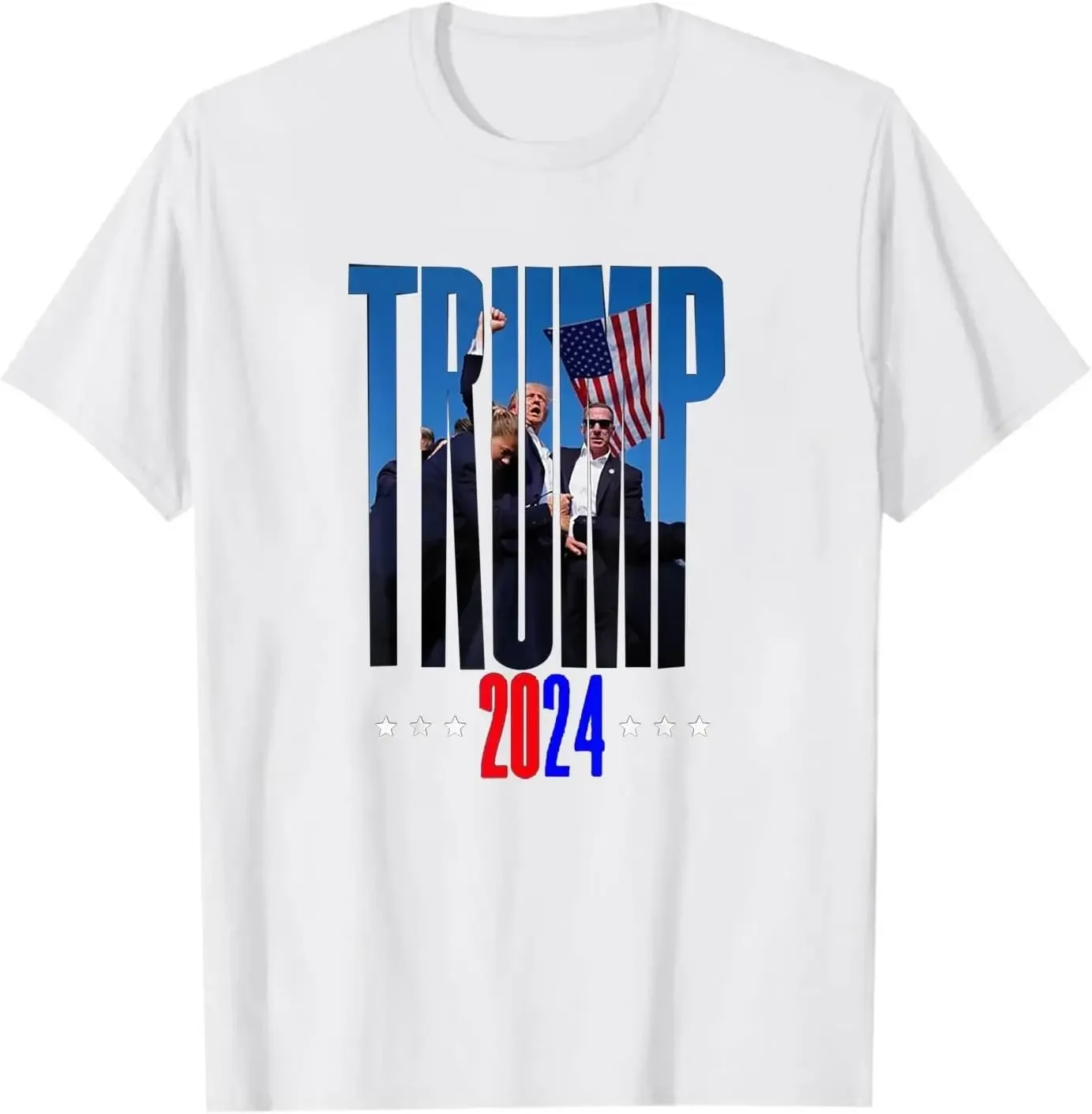 Trump Fight Signals To Americans    After Shooting T-Shirt Men's Graphic Tees High Quality Cotton O-neck Unisex Hot Sale