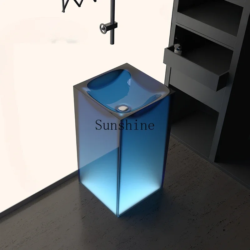 Crystal polymer transparent resin column integrated colorful wash basin hotel style  FT