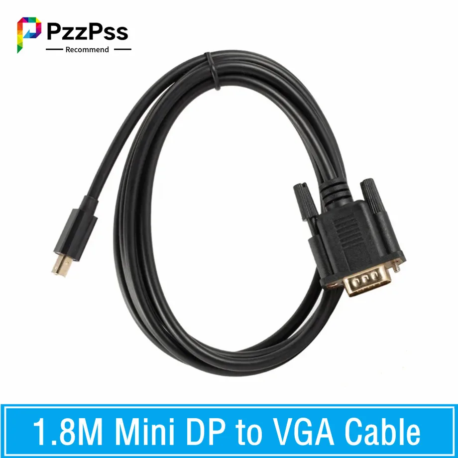 Mini DisplayPort to VGA Cable 1.8m DP to VGA Adapter Converter Cable DP Male to VGA Male 1080P For HP Dell Asus Lenovo PC Laptop