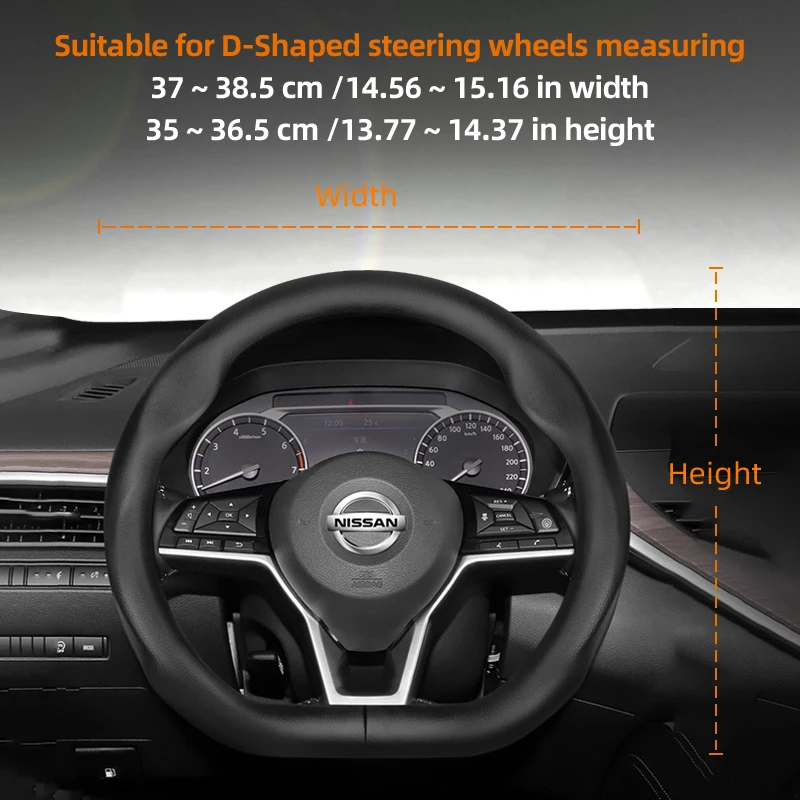MEWANT PU Leather Steering Wheel Cover For Nissan Juke F16, Qashqai J11, X-Trail T32 – Black DIY Fit