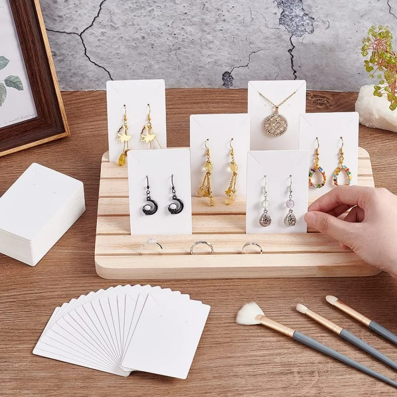 Natural Wood Earring Display Stand with 6 Slots