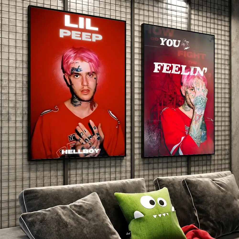 Music Lil Peep Emo Rap Iconic Star Poster HD Self-Stick Wall Decor Bedroom Dorm Office Gaming Garage Bathroom Gift