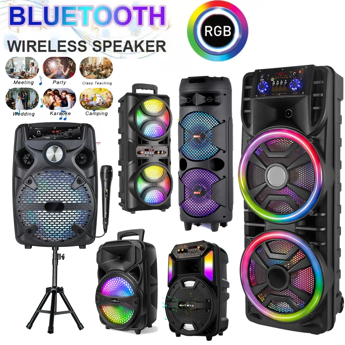 8000 W/6000 W/4000 W/3000 W Tragbare Bluetooth Lautsprecher Subwoofer Schwere Bass Sound System Party Lautsprecher mit Mikrofon, Fernbedienung LOT