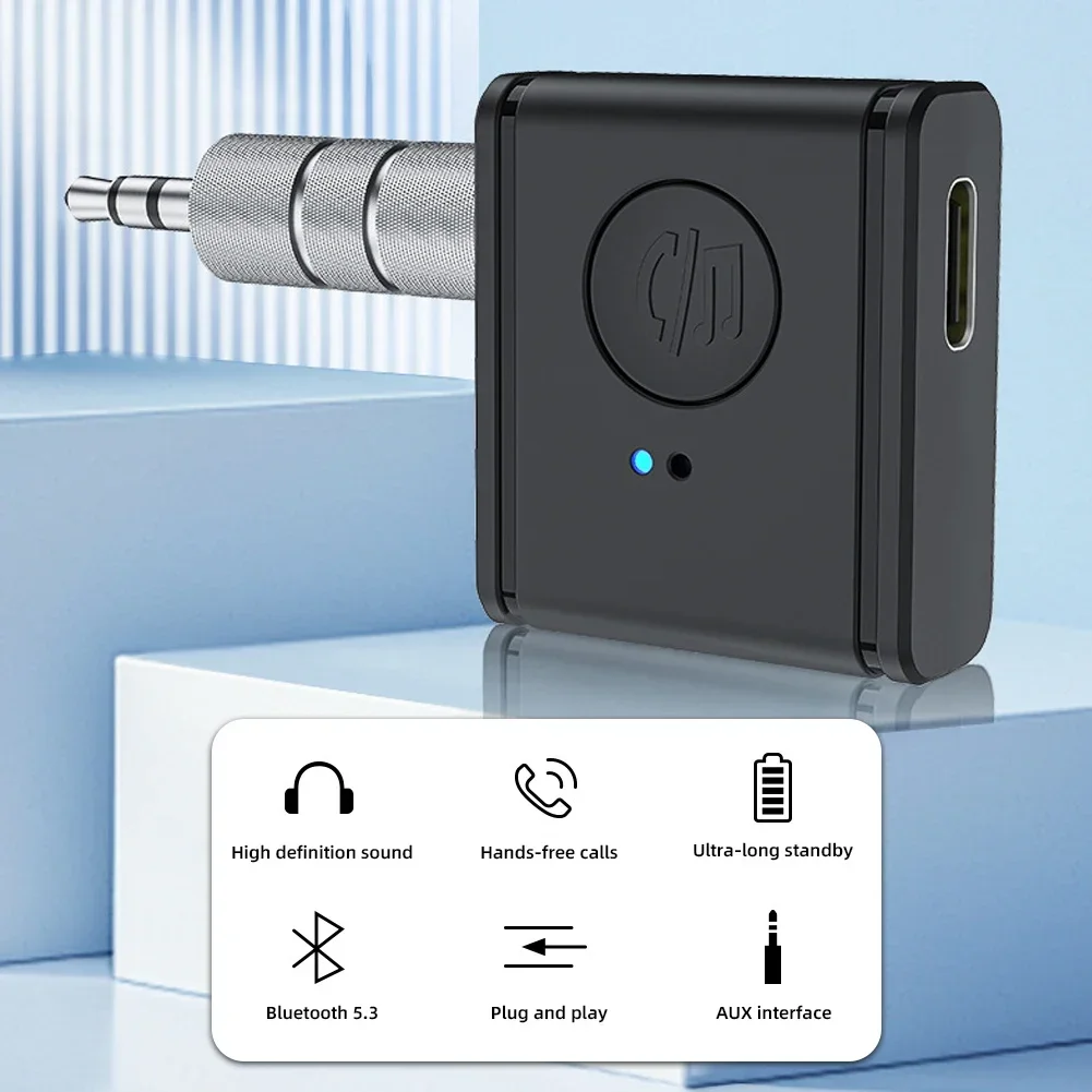 Беспроводной Bluetooth 5.3 приемник вызов прослушивание навигации 3,5 мм AUX автомобильный адаптер Type-C зарядка автомобильный Bluetooth адаптер