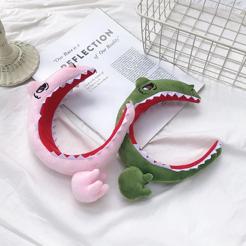 Shark Dinosaur Hairband for Women Fashion Home Wash Face Headband Korean Version Funny Cartoon Hair Bands Hair Accessories