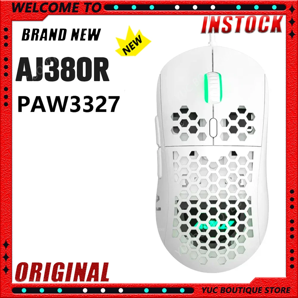 

NEW AJAZZ AJ380 Wired Gaming Mouse Hollow-Out Design 16000 Dpi Adjustable 6 Buttons Lightweight Esports Gaming Mouse Ergonomics