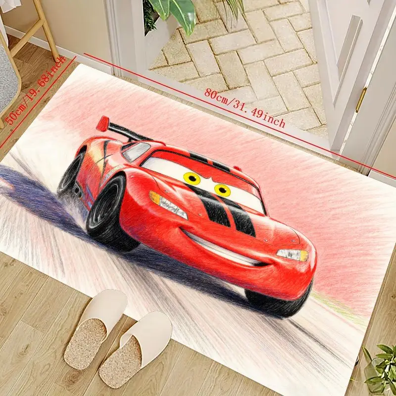 

1 шт. Коврик Disney Pixar Cars Lightning McQueen, коврик для гоночного автомобиля с рисунком для декора детской комнаты, нескользящий мягкий ковер для кровати