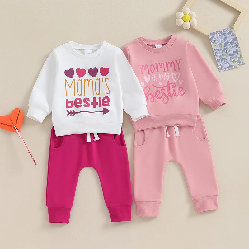 2023-10-23 Lioraitiin 3M-3Y Newborn Baby Girl Outfits Sweatshirt Pants 2pcs Set Infant Winter Clothes Toddler Sweatsuit Suit