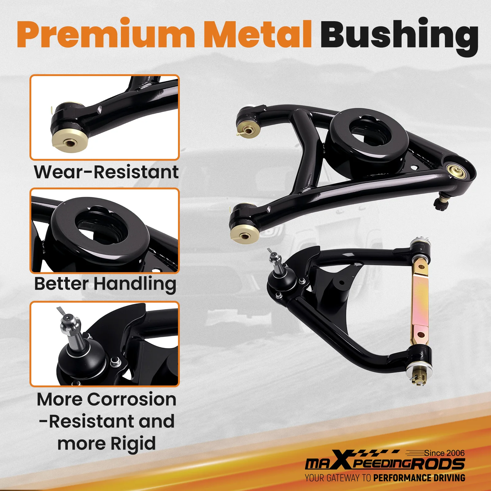 MAXPEDINGRODS  4pcs Front Upper Lower Tubular Control Arms for Chevy Chevelle El Camino Malibu 1964-1972 for Oldsmobile Cutlass