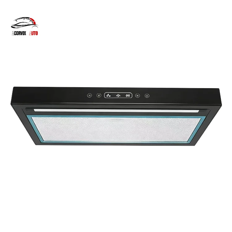 RV Range Hood Vent Exhaust 12V 24V Touch LED Light Low Profile Stainless Steel 518mm for Caravan Motorhome Trailer Boat