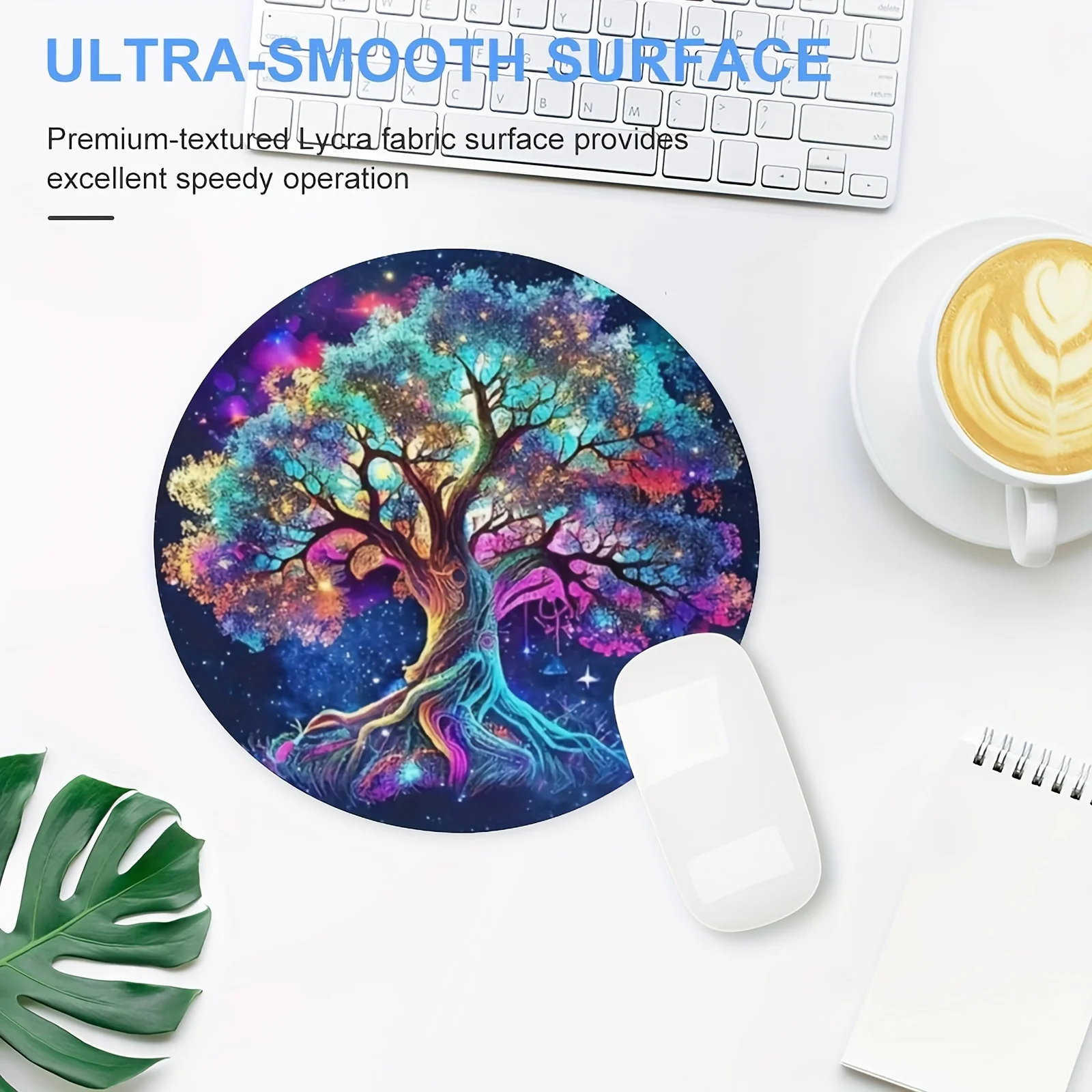 لوحة ماوس مستديرة على شكل شجرة كونية نابضة بالحياة للنساء والفتيات أجهزة كمبيوتر مكتبية مطاطية غير قابلة للانزلاق لأجهزة الكمبيوتر المحمولة وسادات ماوس للمكتب