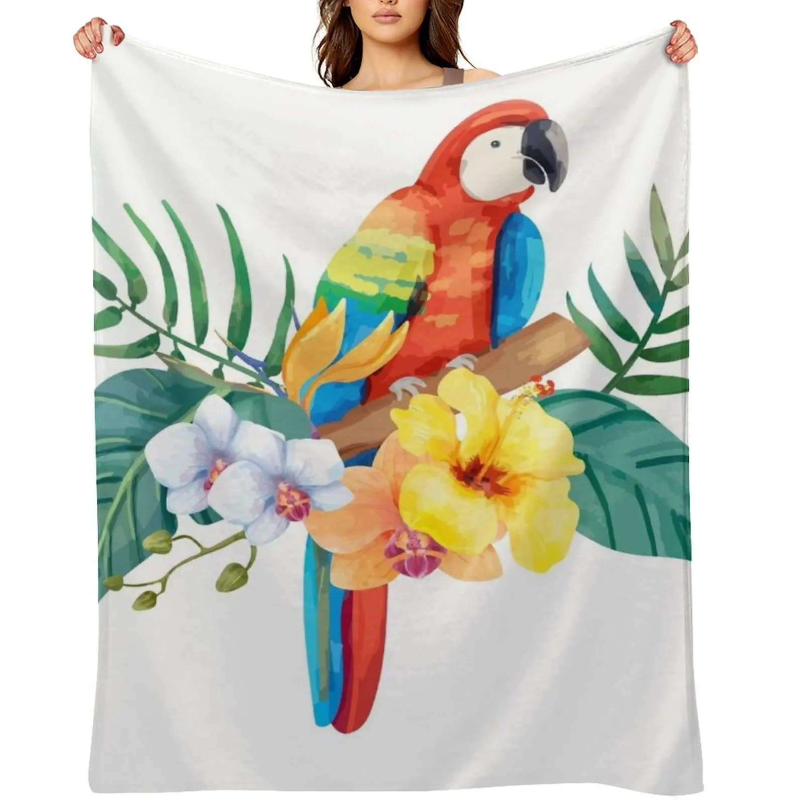 Tropical Parrot Throw Blanket Plaid on the sofa Luxury Brand Winter beds Flannel Flannel Fabric Furrys Blankets
