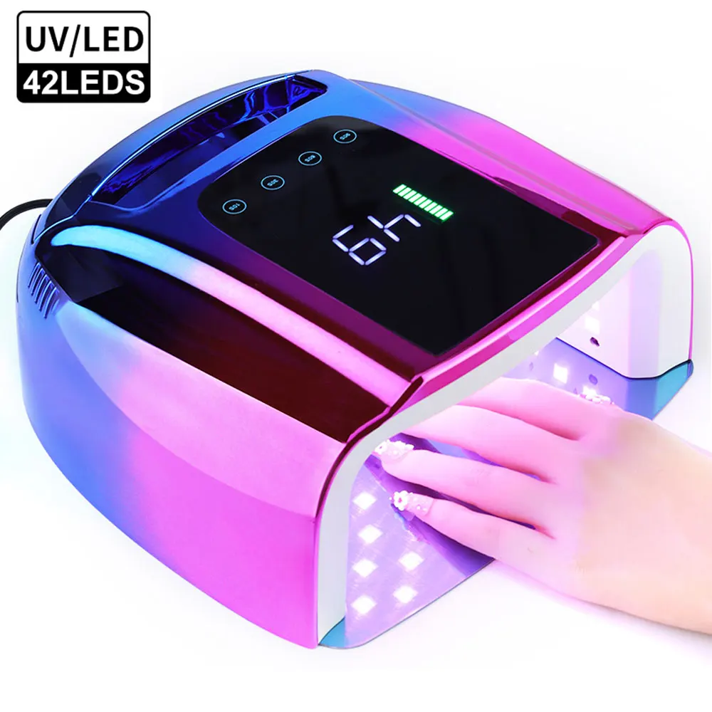 Profissional uv lâmpada do prego secador 42led sem fio recarregável unha polonês cura lâmpada para secar toda a unha gel polonês manicure ferramenta