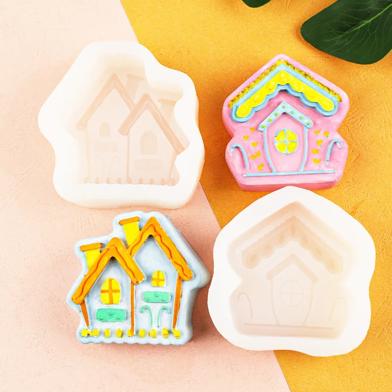 Cute House Modeling Handmade Soap Silicone Mold Scented Candles Christmas Log Cabin Decoration Accessories 17-844