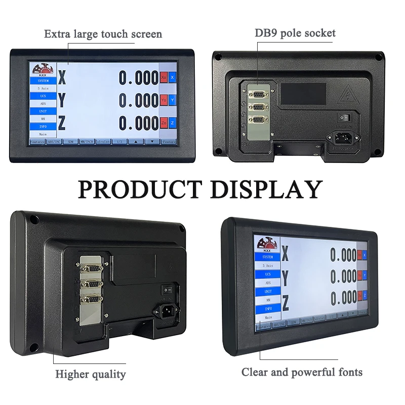 HXX GCS910 3 Axis LCD DRO Touch Screen Digital Readout DRO Kit and Glass Ruler Linear Scale Encoder for Lathe Grinder Millilling