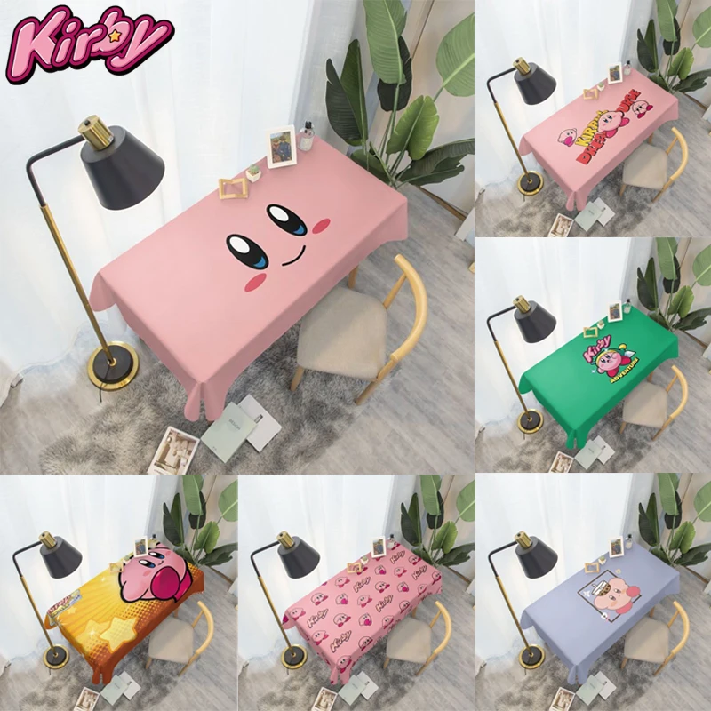 Cartoon Kirby Tablecloths Decorations for Desks and Tables Accessories Cute Dustproof Decorative Table Mat Deskcloths Gifts