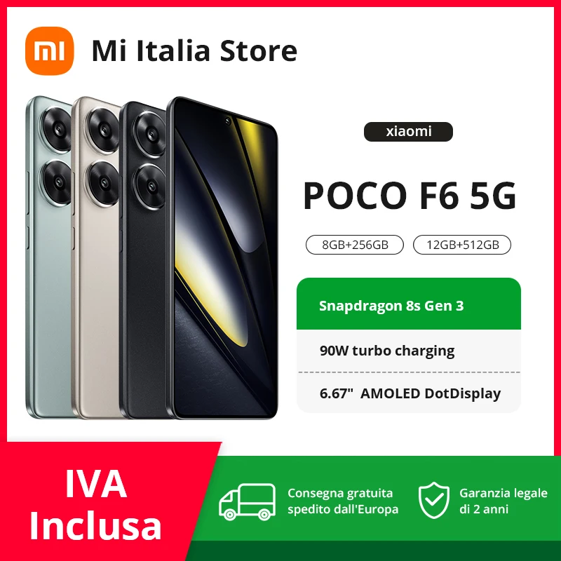 Global Version POCO F6 5G NFC Snapdragon®8s Gen 3 120Hz 90W Turbo Charging 5000mAh Battary Smartphone
