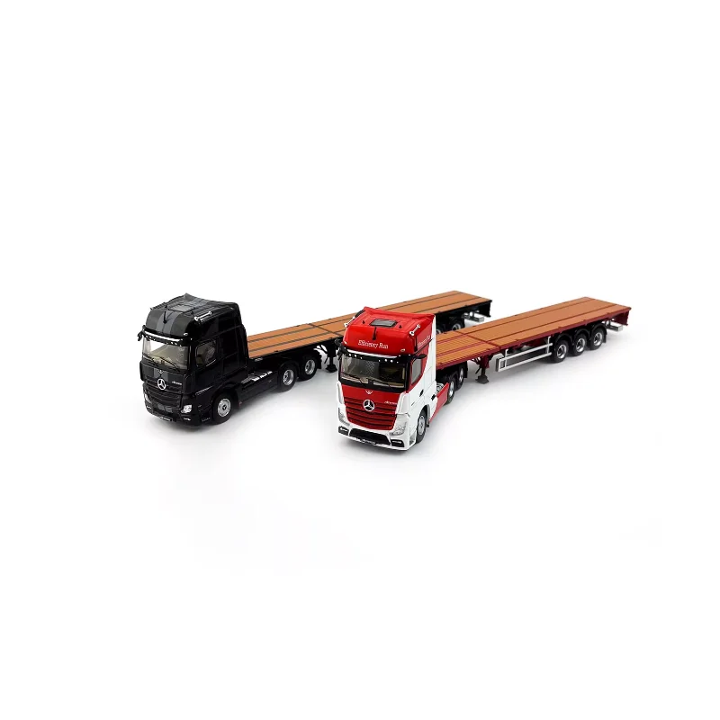 

1:64 Scale Three-axis Trailer With Telescopic Drawbar Simulation Alloy Car Model Static Display Collectible Souvenir Decoration