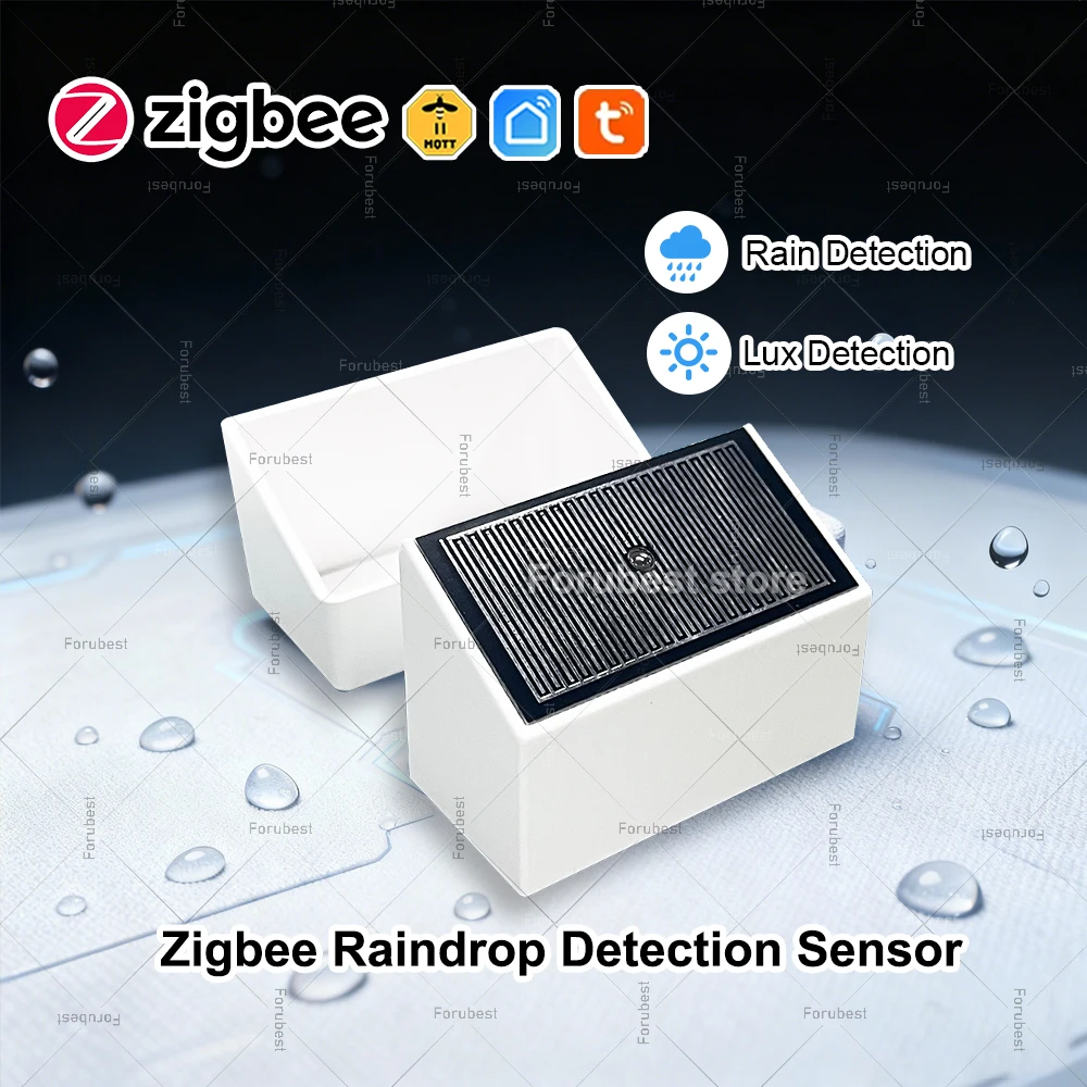 Zigbee Rain Sensor,Raindrop And illuminance Detection Real Time Monitor Rainwater Detector For Tuya Smart Life Z2M Need Gateway