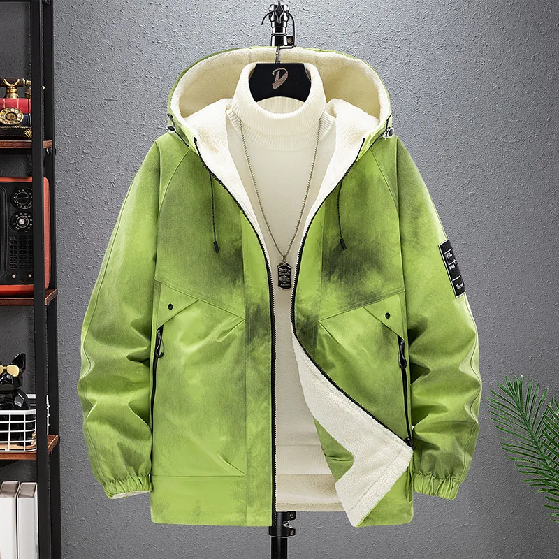 

Men's Outdoor Cycling Sports Windproof Breathable Warm Double-sided Cotton Clothing Winter Trendy and Handsome Lamb Wool Jacket