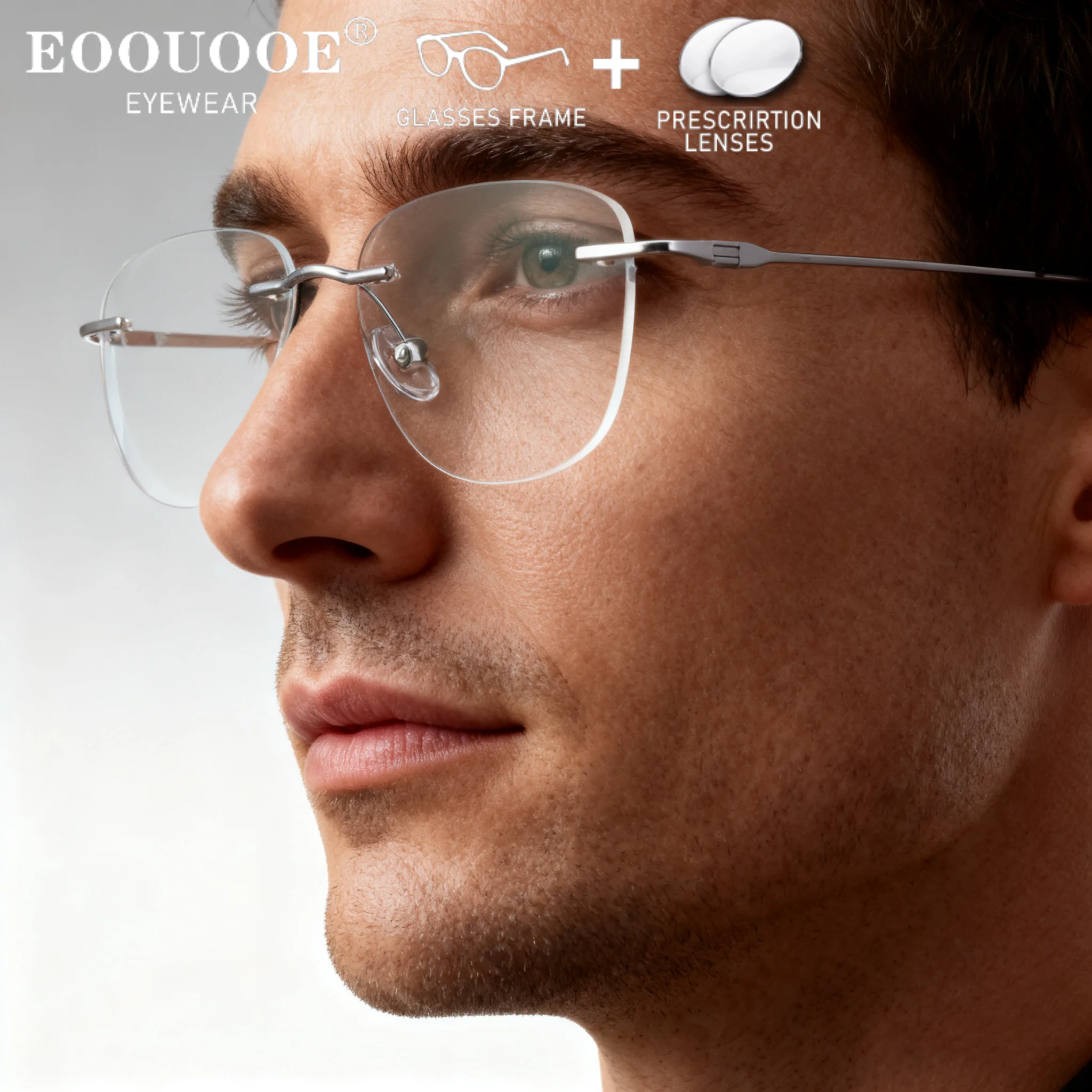 

Pilot Rimless Glasses Men Pure Titanium Optical Eyewear Prescription Lenses Progressive HD Myopia Eyeglasses Scratch-Resistant