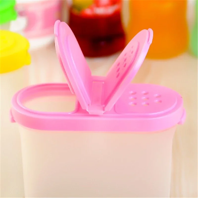 3 Color 250ml Plastic Food Seasoning Container Kitchen Spice Boxes Jar Double Lid Cereal Condiment Bean Storage Bottle Container